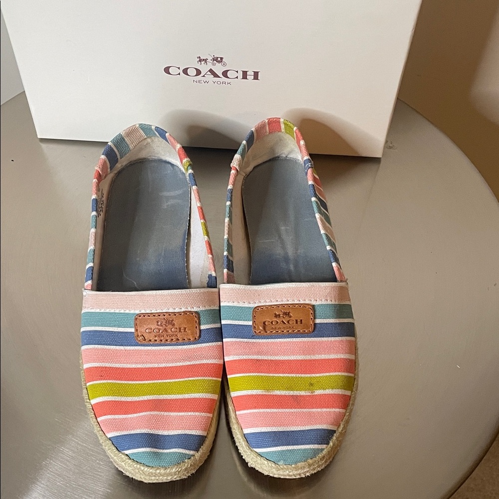Coach Multi-Color Striped Canvas Espadrilles